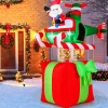 Tangkula 6 FT Christmas Inflatable Santa Claus Flying Helicopter on Gift Box