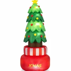 Tangkula 8 FT Christmas Inflatables, Blow-up Rotating Xmas Tree with Built-in LED Lights
