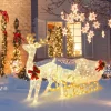 Tangkula 6 FT Christmas Lighted Outdoor Yard Decoration W/ 215 LED Lights & 4 Ground Stakes