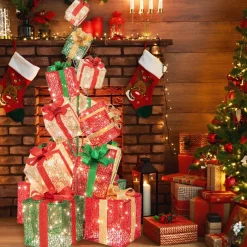 Tangkula 5.6 FT Christmas Lighted Gift Box Tower