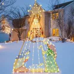 Tangkula 6 FT Christmas Lighted Nativity Scene Set, Indoor/Outdoor Pre-Lit Xmas Scene with 240 Warm White LED Lights