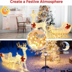 Tangkula 6 FT Christmas Lighted Outdoor Yard Decoration W/ 215 LED Lights & 4 Ground Stakes
