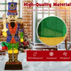 Tangkula 6 FT Christmas Lighted Nutcracker with Sword, 3D Christmas Lighted Soldier with 110 LED Lights