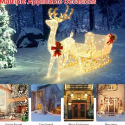 Tangkula 6 FT Christmas Lighted Outdoor Yard Decoration W/ 215 LED Lights & 4 Ground Stakes