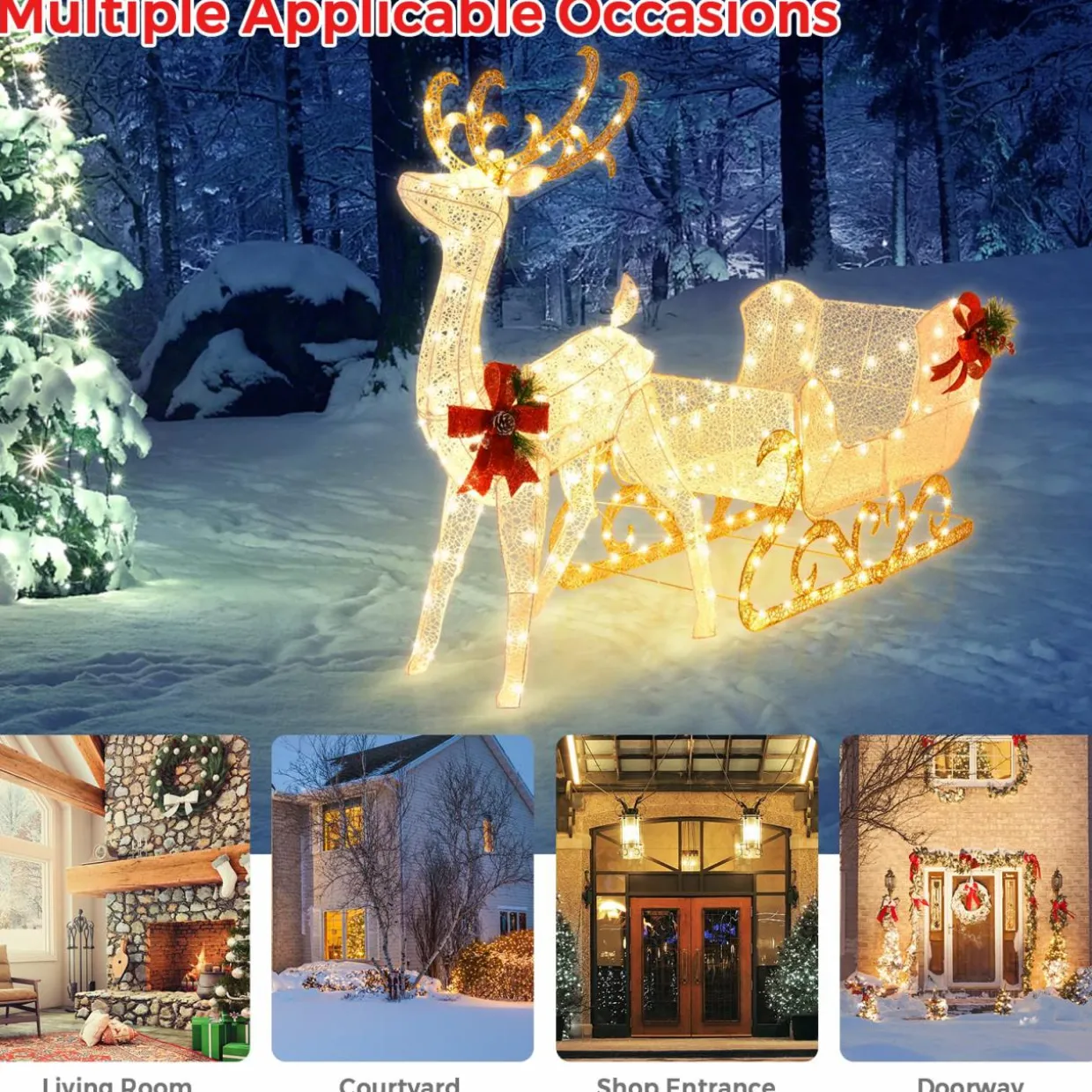 Tangkula 6 FT Christmas Lighted Outdoor Yard Decoration W/ 215 LED Lights & 4 Ground Stakes