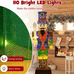 Tangkula 6 FT Christmas Lighted Nutcracker with Sword, 3D Christmas Lighted Soldier with 110 LED Lights