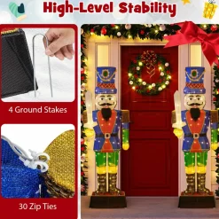 Tangkula 6 FT Christmas Lighted Nutcracker with Sword, 3D Christmas Lighted Soldier with 110 LED Lights