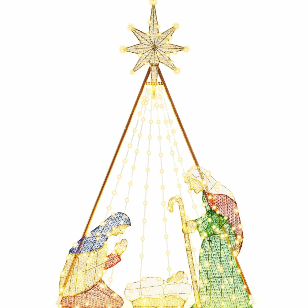 Tangkula 6 FT Christmas Lighted Nativity Scene Set, Indoor/Outdoor Pre-Lit Xmas Scene with 240 Warm White LED Lights