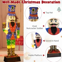 Tangkula 6 FT Christmas Lighted Nutcracker with Sword, 3D Christmas Lighted Soldier with 110 LED Lights