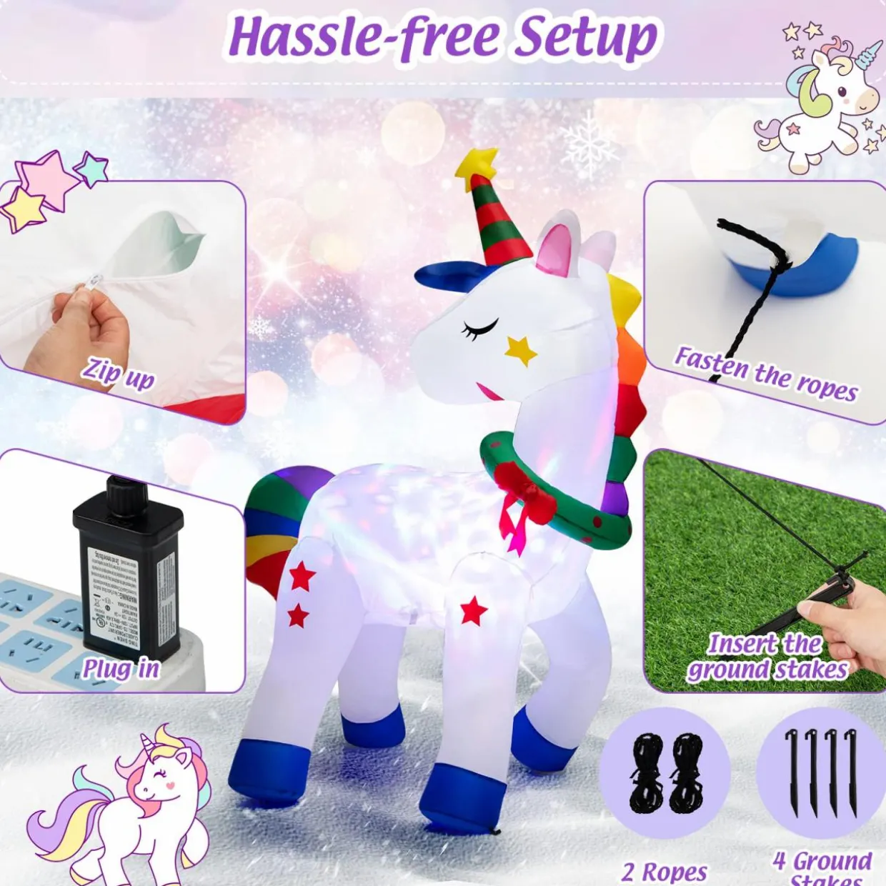Tangkula 6 FT Christmas Magic Unicorn