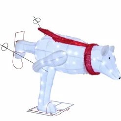 Tangkula 4.5 ft Christmas Skiing Polar Bear, Pre-Lit Xmas Bear Ornament w/ 80 LED Lights