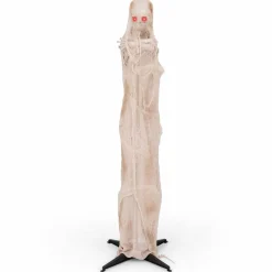 Tangkula 6 FT Halloween Animated Standing Mummy, Life Size Animatronic Mummy with LED Red Glowing Eyes