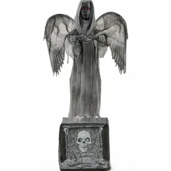Tangkula 5.5 FT Halloween Animated Praying Angel Statue with Light Up Eyes & Shaking Wings