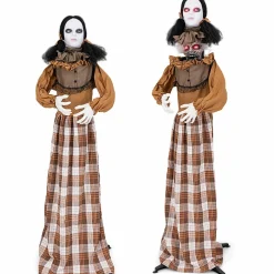 Tangkula 5.8 FT Halloween Animated Haunted Woman with Pop Up Head, Animatronic Scary Witch with Sound Activated Design & Control Button