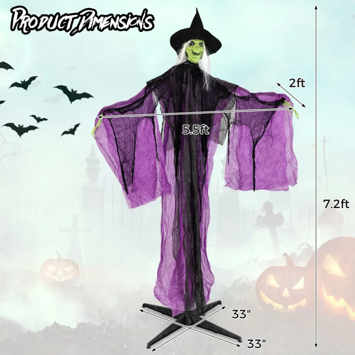 Tangkula 7.2 FT Halloween Animatronic Standing Witch