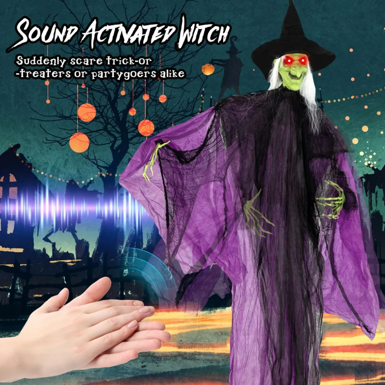 Tangkula 7.2 FT Halloween Animatronic Standing Witch