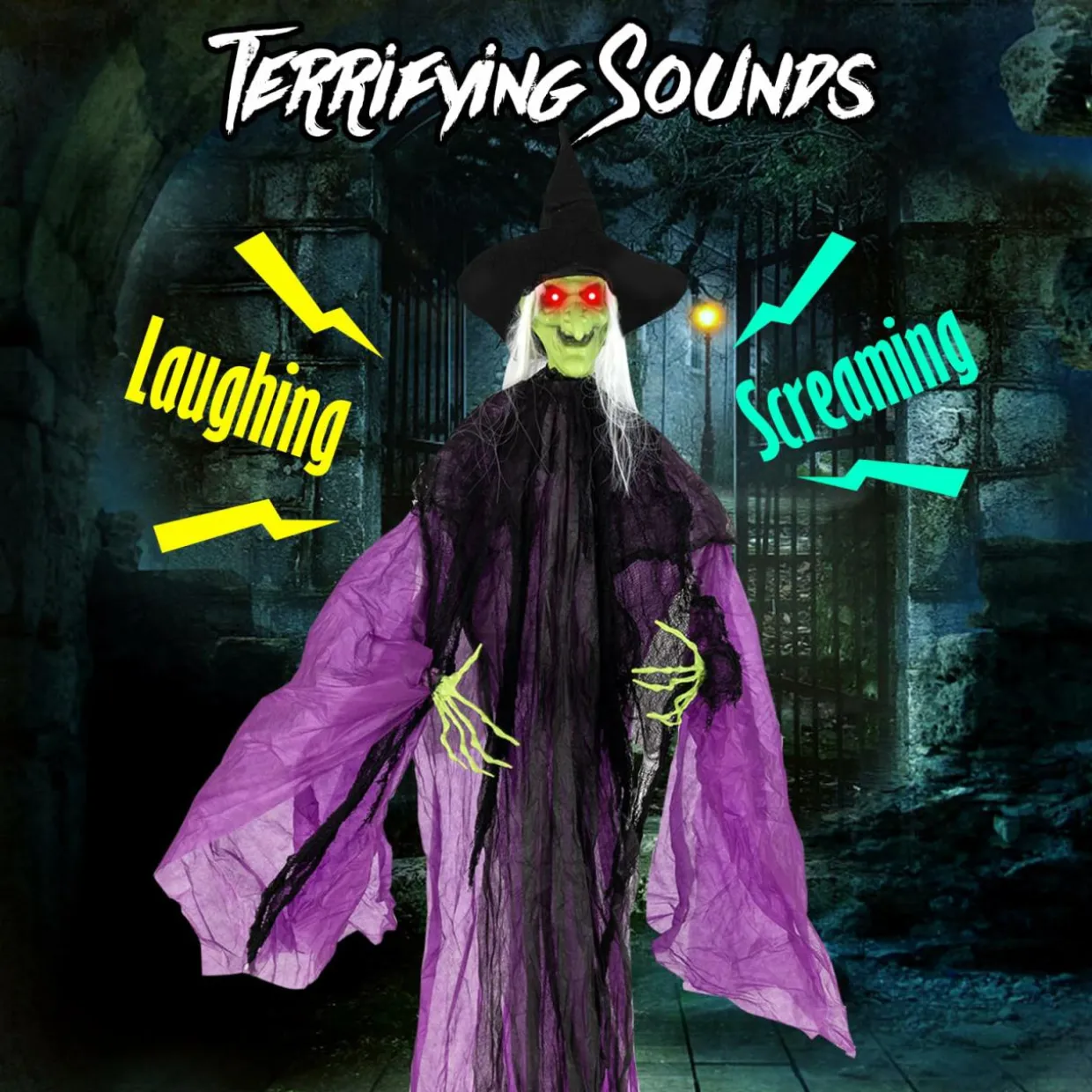 Tangkula 7.2 FT Halloween Animatronic Standing Witch