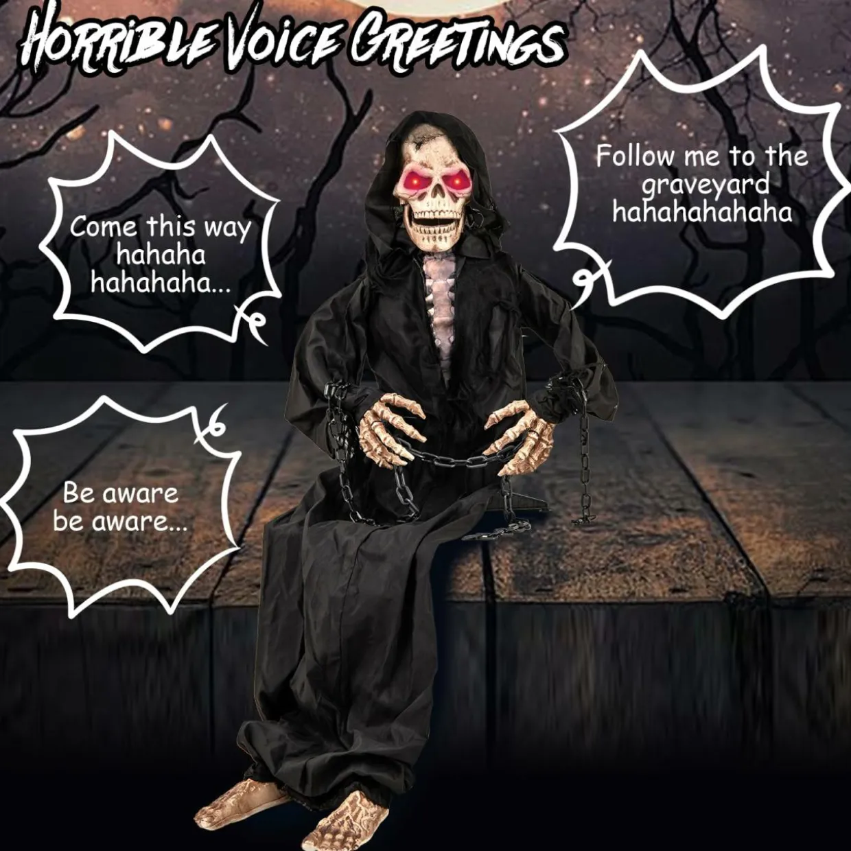 Tangkula 5 FT Halloween Animated Sitting Reaper with Moving Upper Body