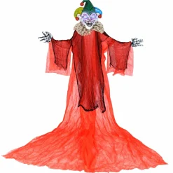 Tangkula 13.1 ft Halloween Hanging Clown w/Wings, Switch Controlled Animatronic Ghost w/Lighted Colorful Eyes