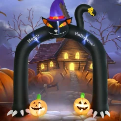 Tangkula 9 FT Halloween Inflatable Black Cat Archway