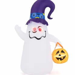 Tangkula 6 FT Halloween Inflatable Cute Ghost with Jack-O-Lantern