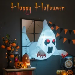 Tangkula 3.3 FT Halloween Inflatable Ghost Broke Out from Window