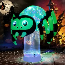 Tangkula 6 FT Halloween Inflatable Spider with Multi-Color Rotating Light