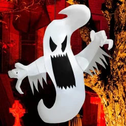 Tangkula 5 FT Halloween Inflatable Ghost, Blow-up Hanging Decoration with 2 Built-in LED Lights & Powerful Blower