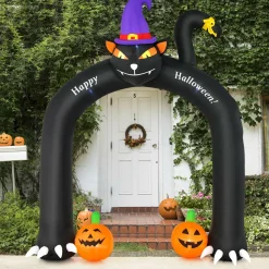Tangkula 9 FT Halloween Inflatable Black Cat Archway