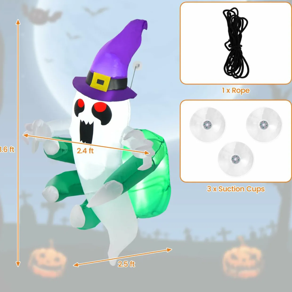 Tangkula 3.6 FT Halloween Inflatable Ghost Broke Out from Window