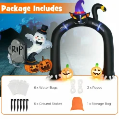 Tangkula 9 FT Halloween Inflatable Black Cat Archway