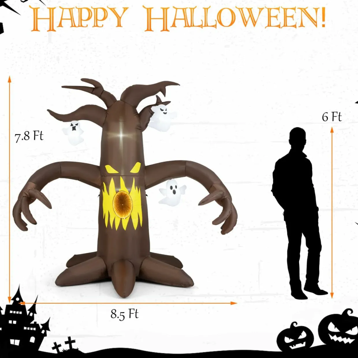 Tangkula 7.8 FT Halloween Inflatable Scary Dead Tree