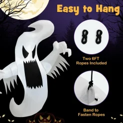 Tangkula 5 FT Halloween Inflatable Ghost, Blow-up Hanging Decoration with 2 Built-in LED Lights & Powerful Blower