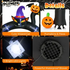 Tangkula 9 FT Halloween Inflatable Black Cat Archway