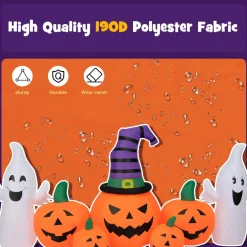 Tangkula 9 FT Halloween Inflatable Pumpkin Ghost, Spooky Lighted Holiday Decoration w/ Witch's Hat,
