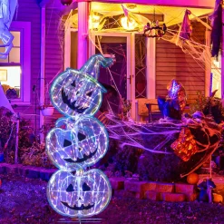Tangkula 3.4 FT Halloween Lighted Stacked Pumpkins