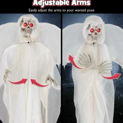 Tangkula 8.3 ft Halloween Standing Haunted Angel, Voice Activated Animatronic Ghost w/Lighted Eyes
