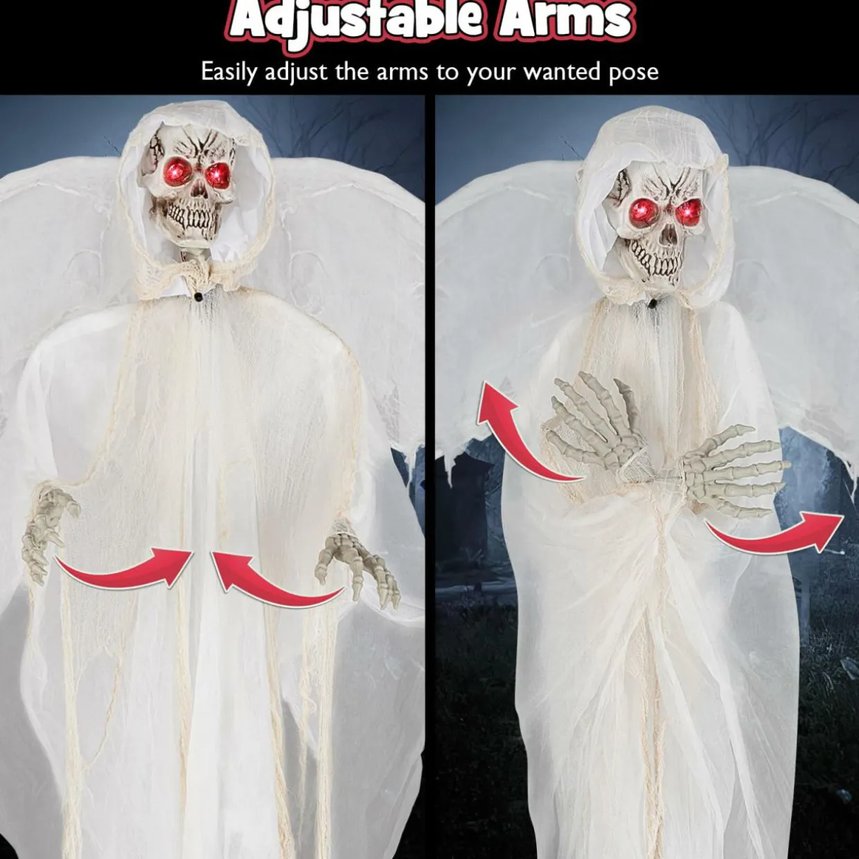 Tangkula 8.3 ft Halloween Standing Haunted Angel, Voice Activated Animatronic Ghost w/Lighted Eyes