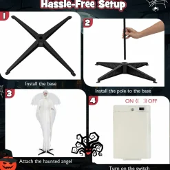 Tangkula 8.3 ft Halloween Standing Haunted Angel, Voice Activated Animatronic Ghost w/Lighted Eyes