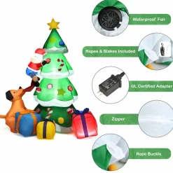 Tangkula 7 Ft Inflatable Christmas Tree with Santa Claus Dog & Gift Boxes
