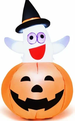 Tangkula 4.9 FT Inflatable Ghost in Pumpkin Halloween