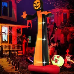 Tangkula 12 FT Inflatable Grim Reaper Ghost, Large Halloween Inflatables with Built-in LED Lights and Scary Skull