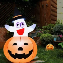 Tangkula 4.9 FT Inflatable Ghost in Pumpkin Halloween