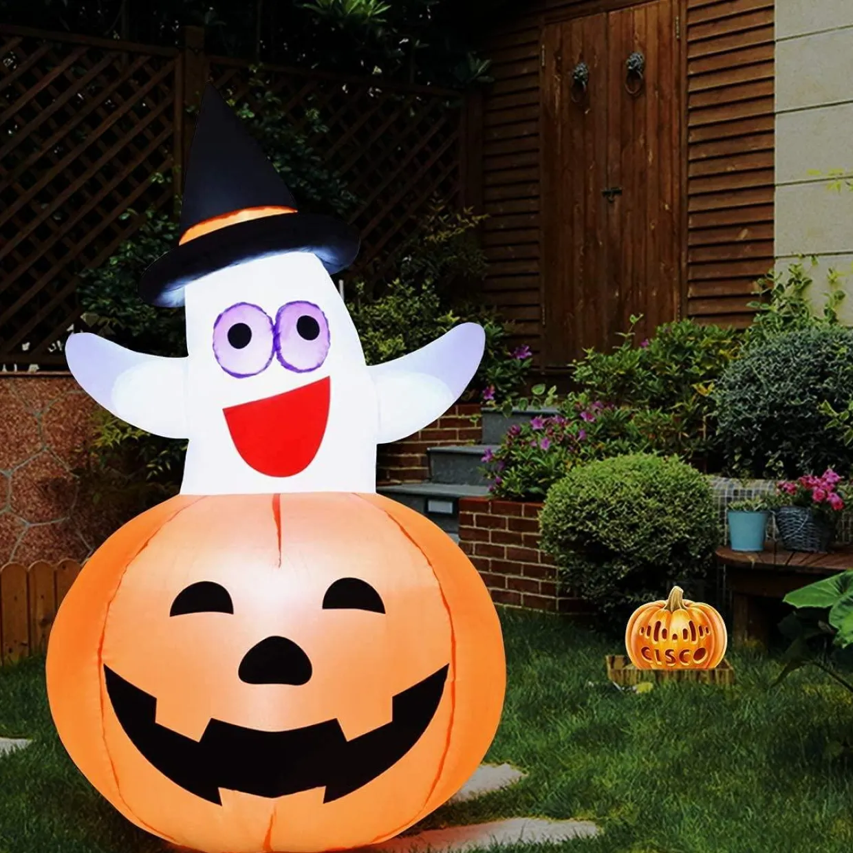 Tangkula 4.9 FT Inflatable Ghost in Pumpkin Halloween
