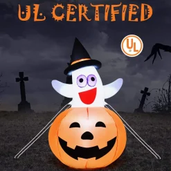 Tangkula 4.9 FT Inflatable Ghost in Pumpkin Halloween