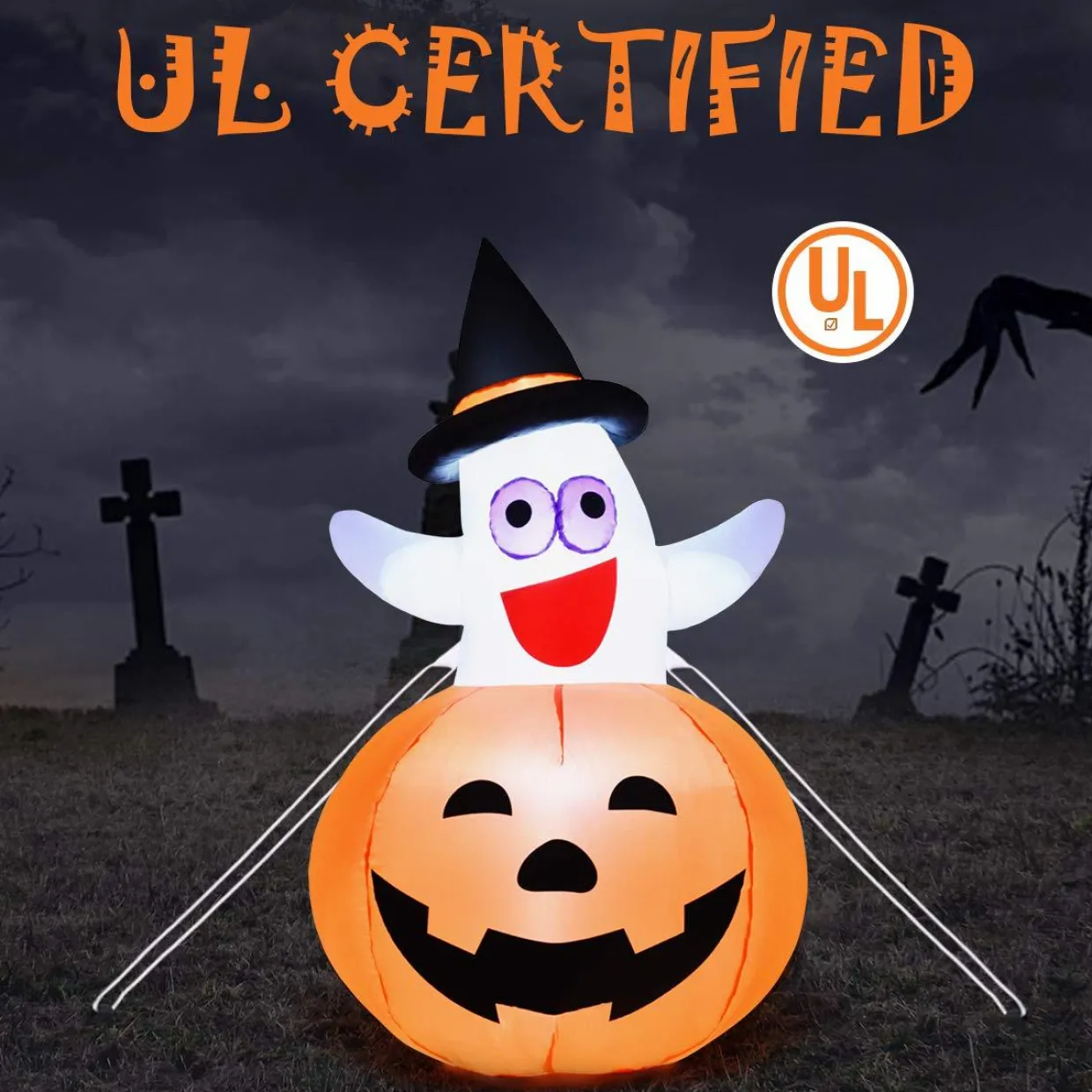 Tangkula 4.9 FT Inflatable Ghost in Pumpkin Halloween