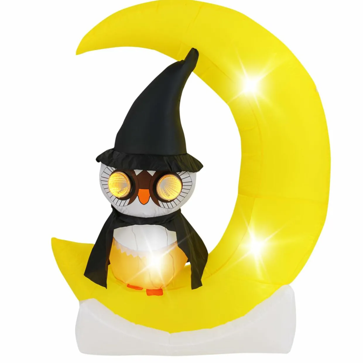 Tangkula 5.1 FT Inflatable Owl on Moon, LED Lighted Halloween Decoration with Large Moon & Wizard Owl