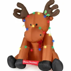 Tangkula 8.5 FT Large Christmas Inflatable Reindeer, Xmas Blow Up Holiday Yard Decoration with 24 LED String Lights