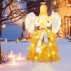 Tangkula 5.2 FT Lighted Angel with Christmas Tree Skirt