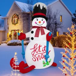 Tangkula 6 FT Lighted Christmas Inflatable Skiing Snowman